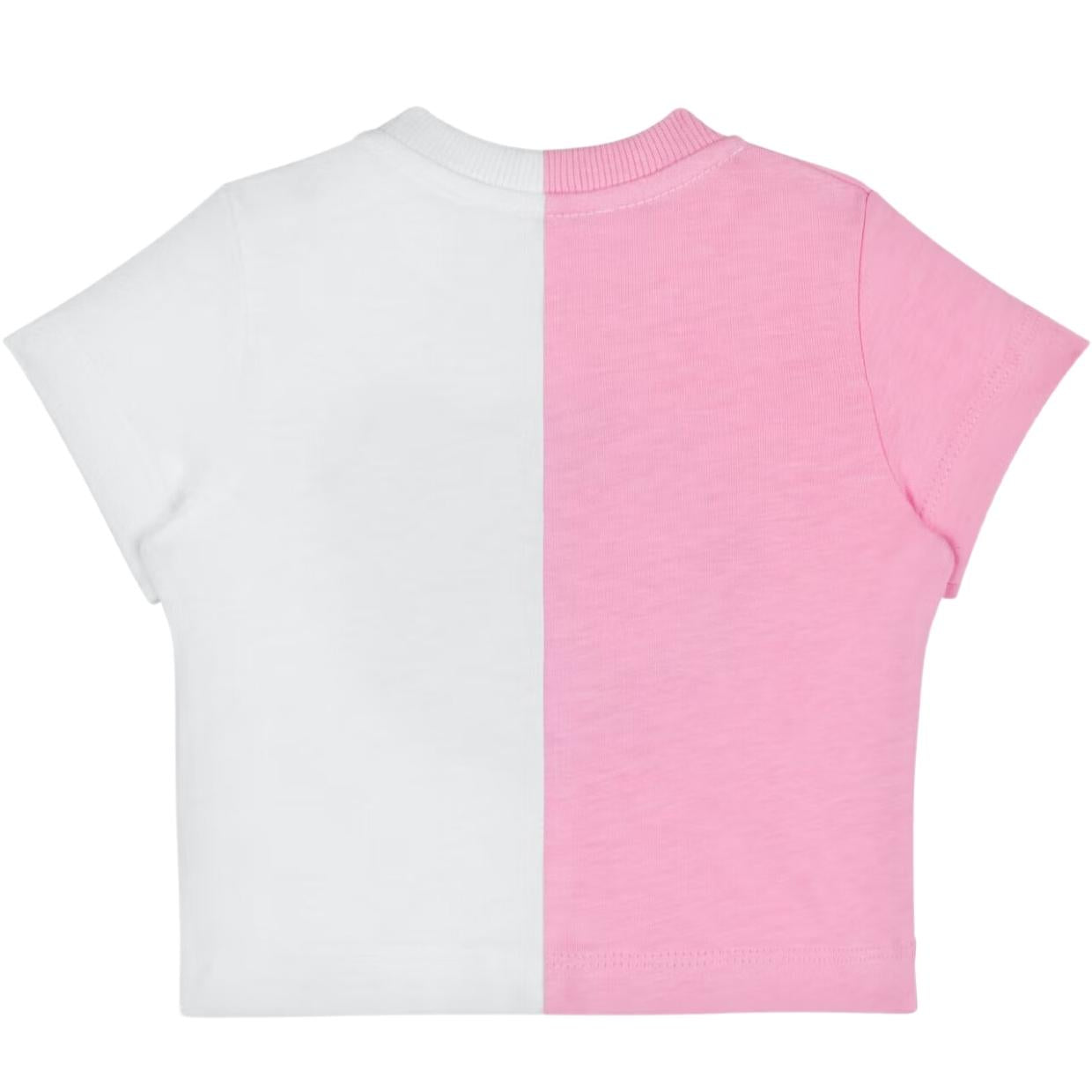 Moschino Baby Half Graphic Logo Pink/White T-Shirt