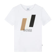 BOSS Kids Graphic Printed Logo White T-Shirt
