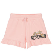 Moschino Kids Printed Logo Pink Sweat Frilled Shorts