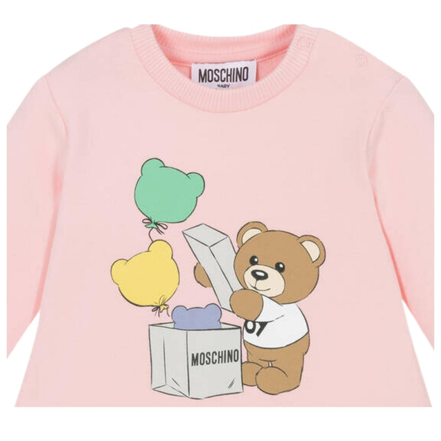Moschino Baby Teddy Balloons Pink Sweat Dress