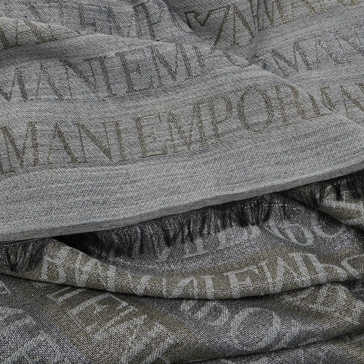 Emporio Armani All-Over Jacquard Lurex Logo Grey Scarf