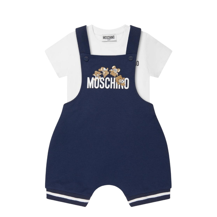 Moschino Baby Navy Dungaree Set