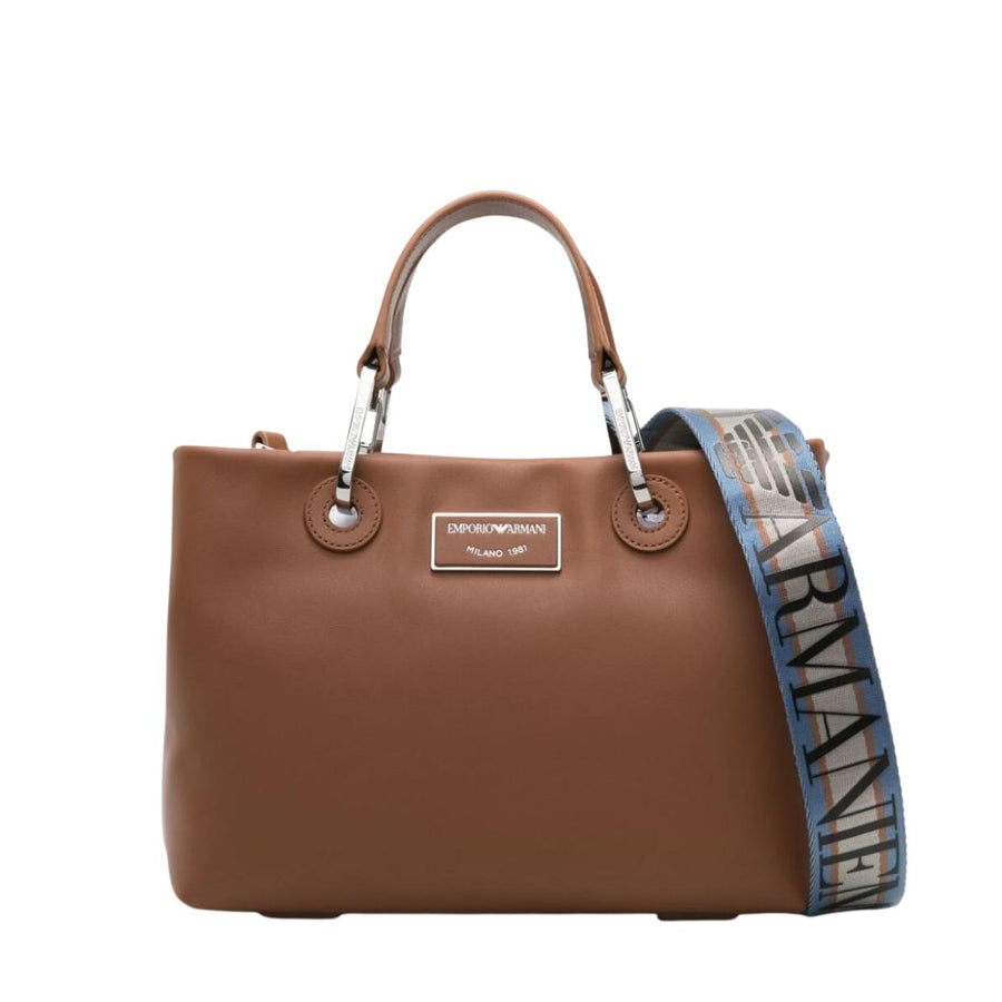 Emporio Armani Small MyEA Brown Leather Tote Bag