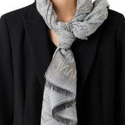 Emporio Armani All-Over Jacquard Lurex Logo Grey Scarf