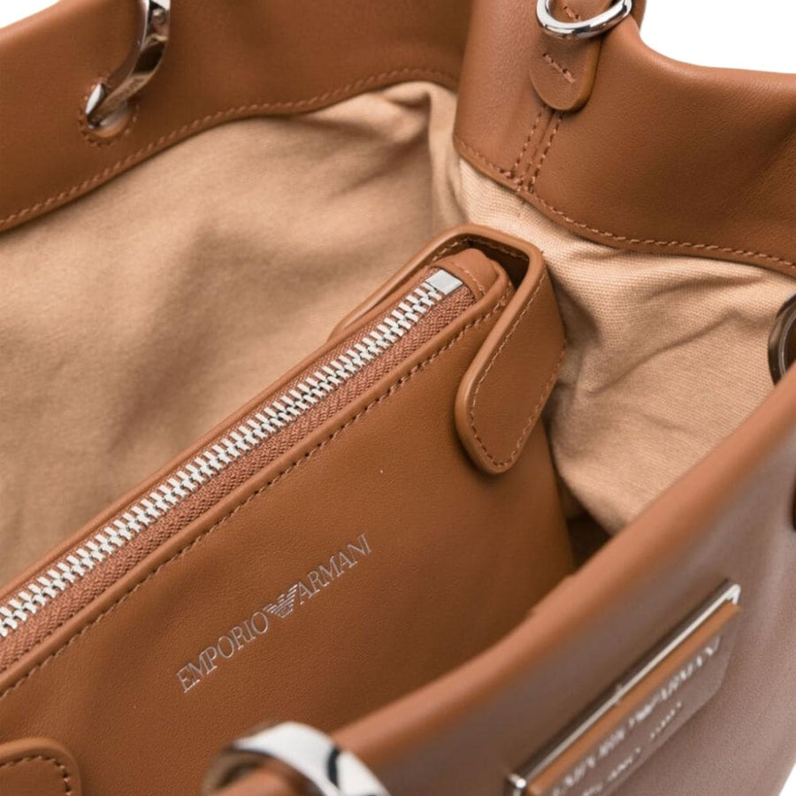Emporio Armani Small MyEA Brown Leather Tote Bag