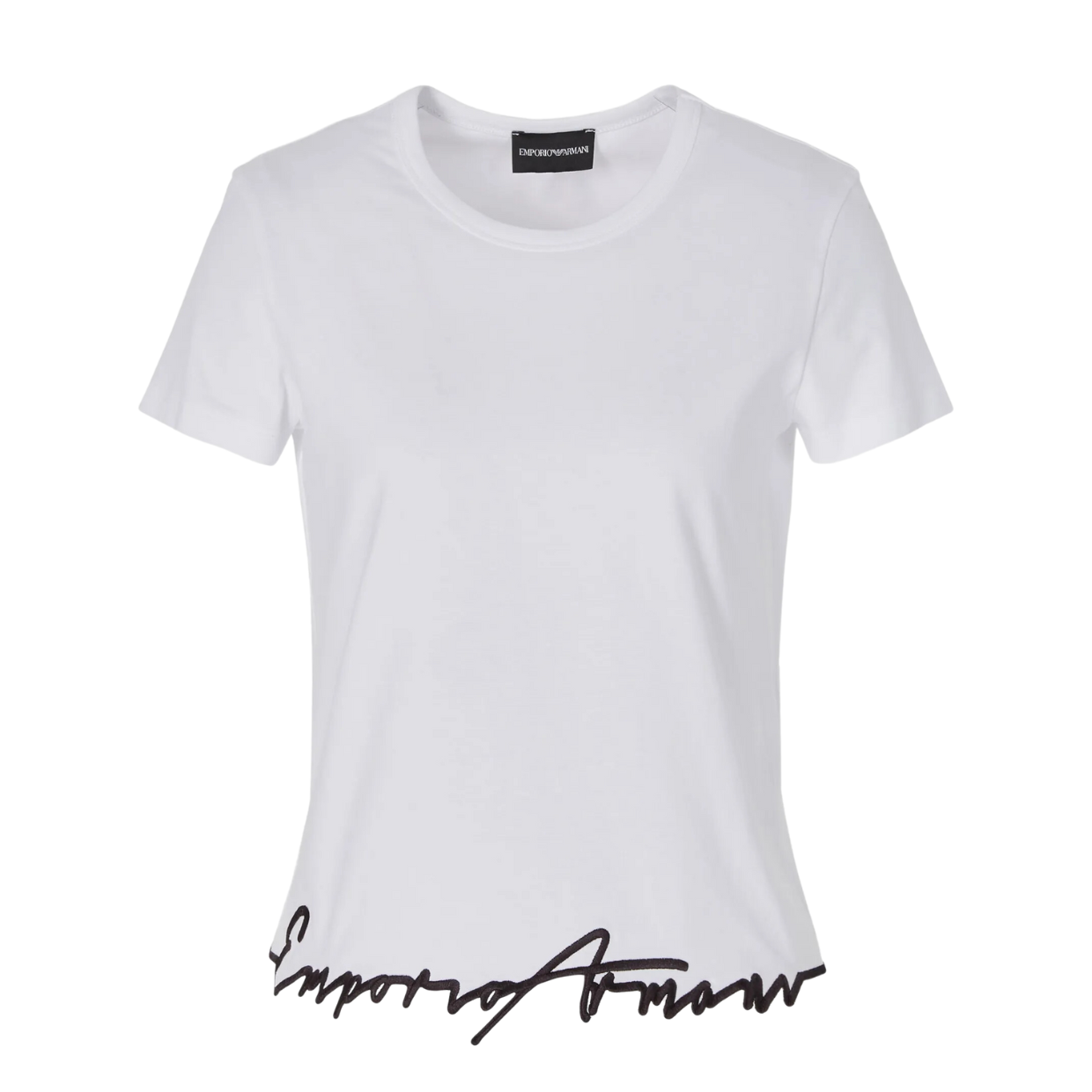 Emporio Armani White Embroidered Hem T-Shirt