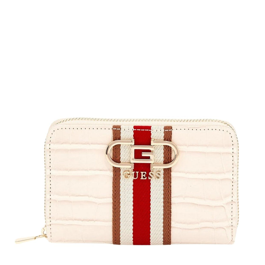 Guess Nelka Stripe Croc Stone Zip Around Wallet