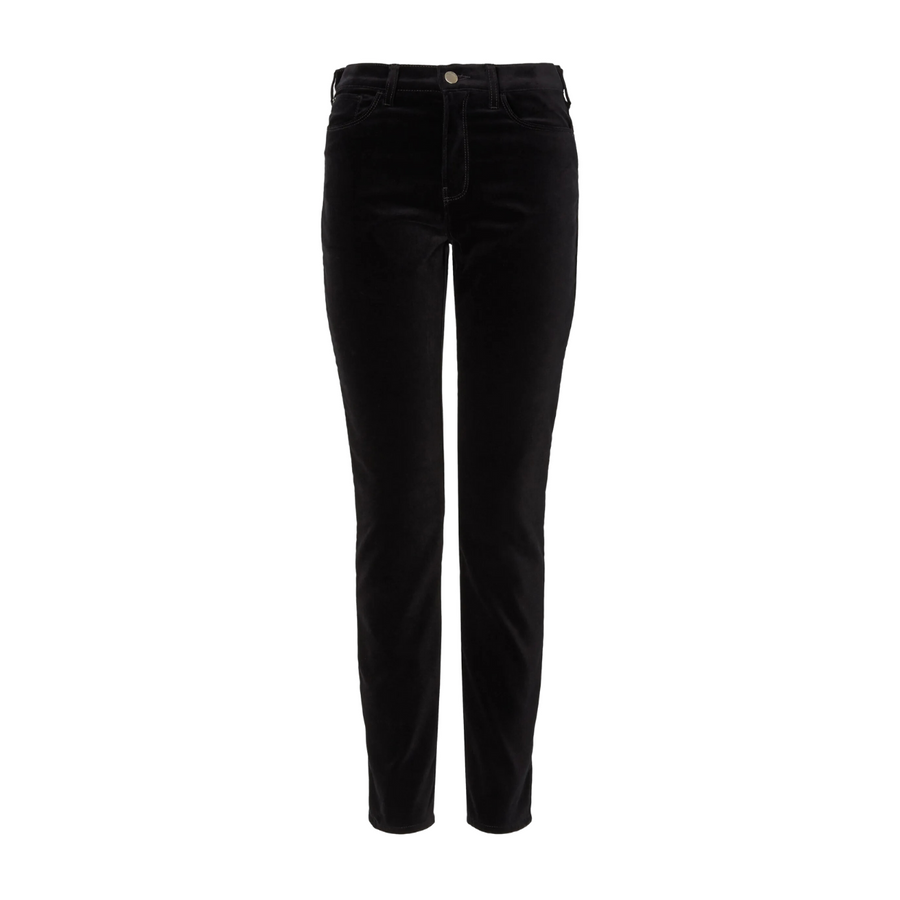 J20 high-waisted stretch-velvet super-skinny leg trousers