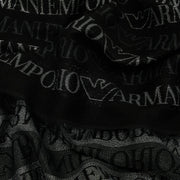 Emporio Armani All-Over Jacquard Lurex Logo Black Scarf