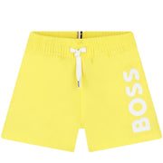 BOSS Baby Logo Print Yellow Swim Shorts