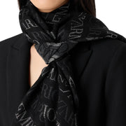 Emporio Armani All-Over Jacquard Lurex Logo Black Scarf