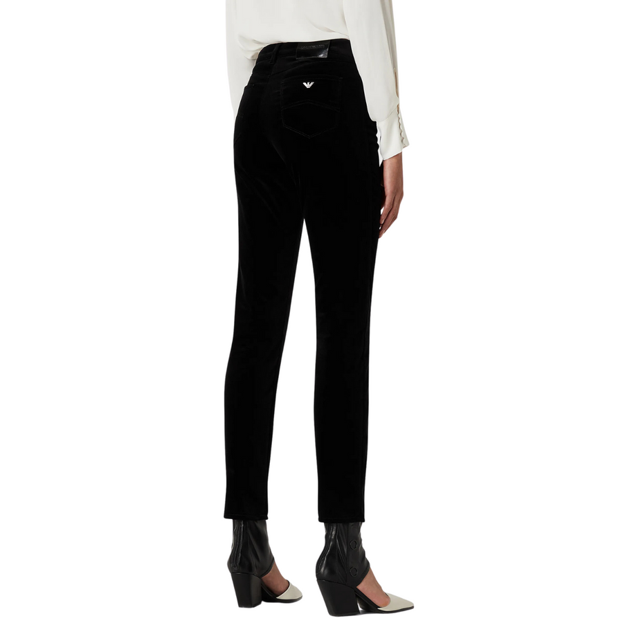J20 high-waisted stretch-velvet super-skinny leg trousers