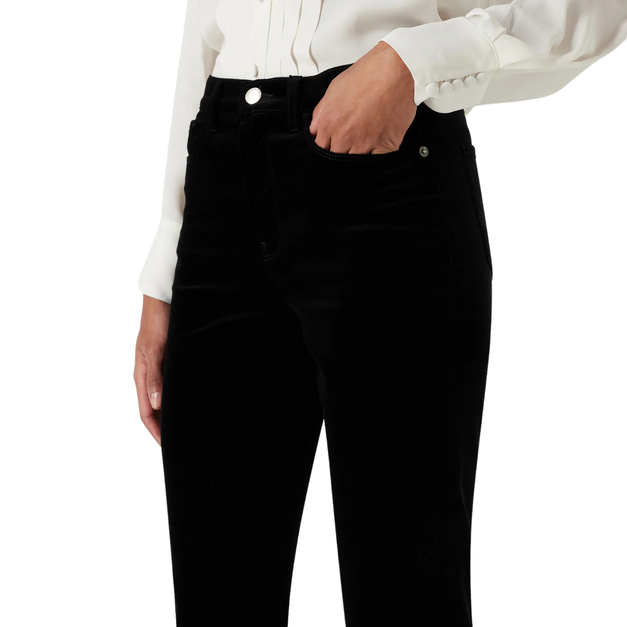 J20 high-waisted stretch-velvet super-skinny leg trousers