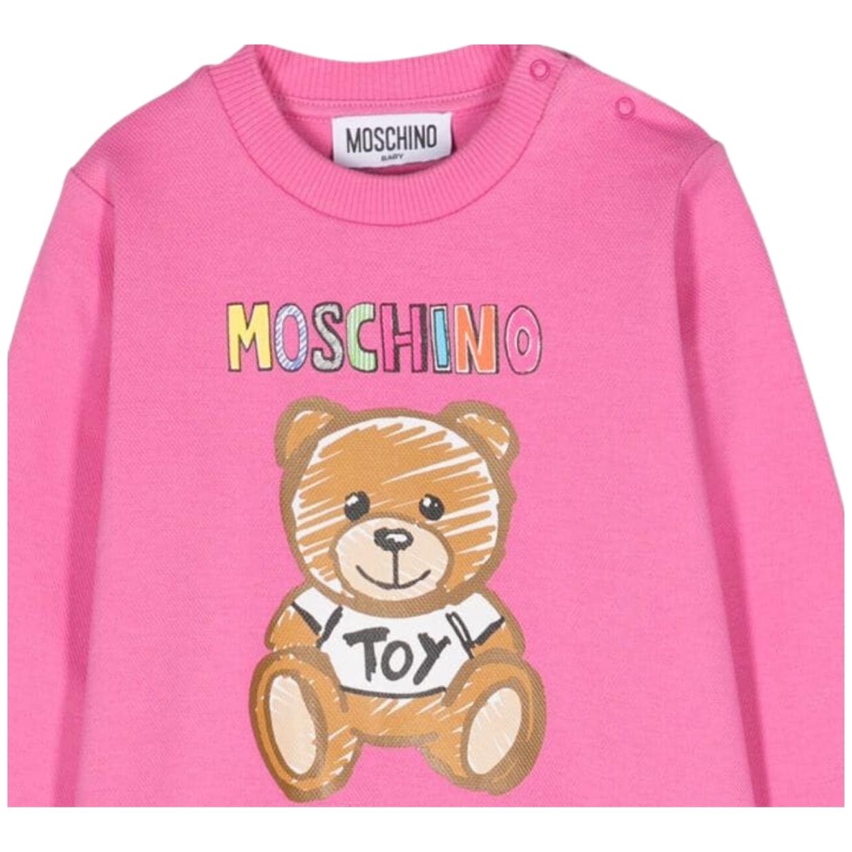 Moschino Baby Drawn Teddy Bear Pink Sweatshirt