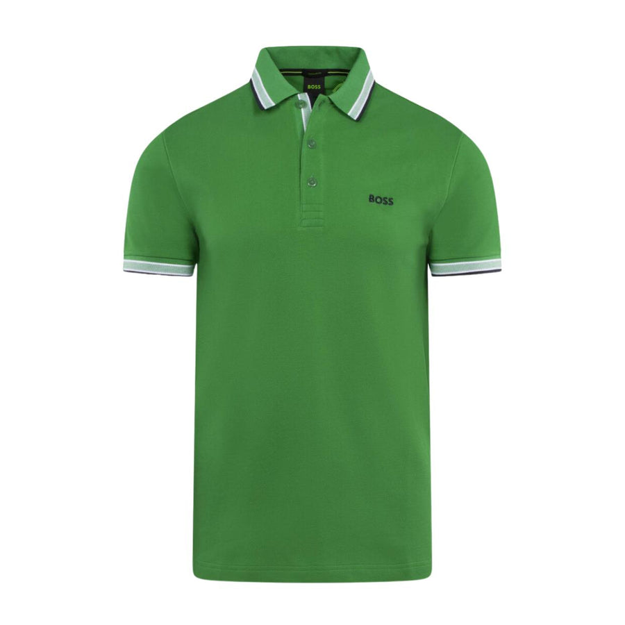 BOSS Paddy Contrast Logo Green Polo Shirt