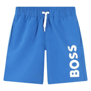 BOSS Kids Print Logo Royal Blue Swim Shorts