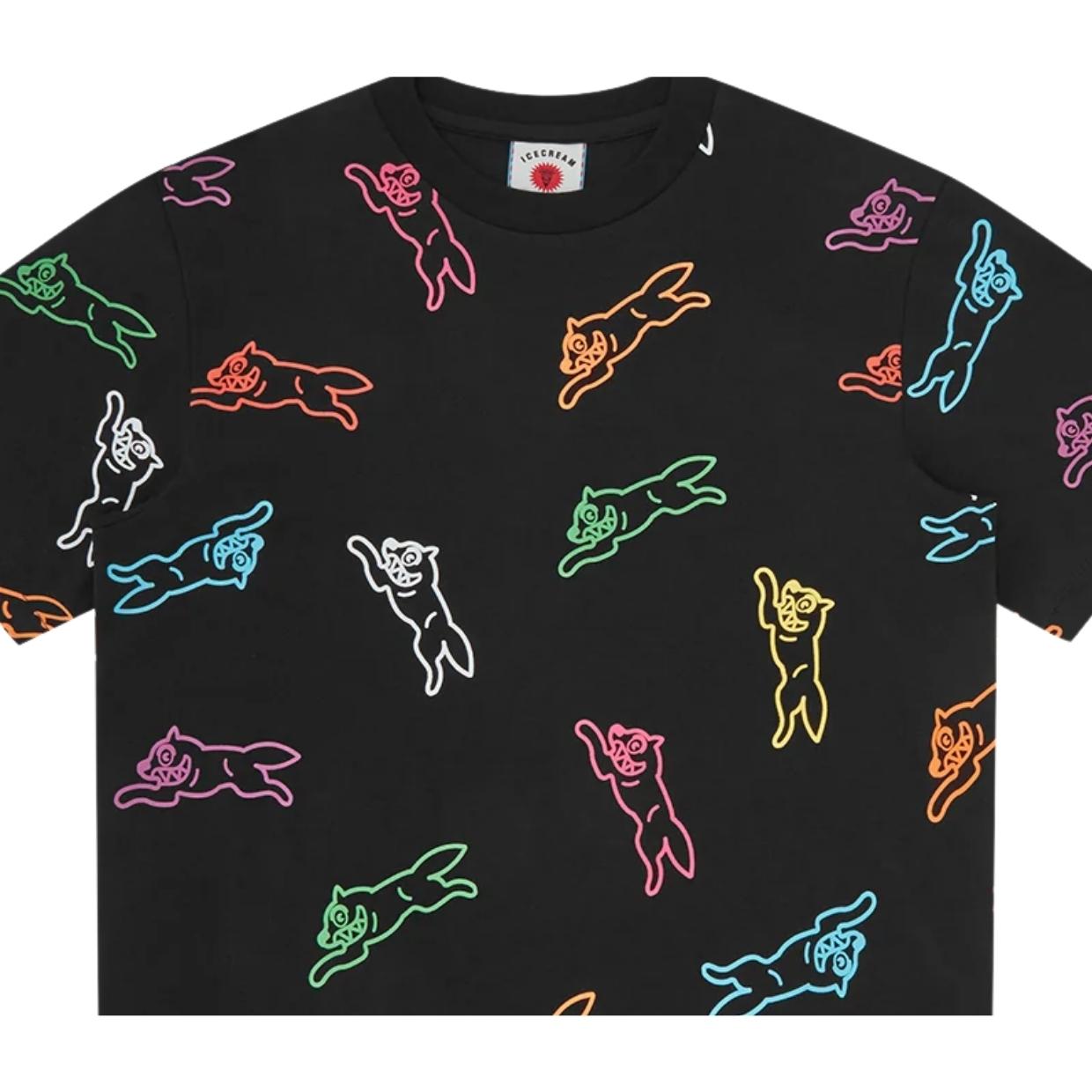 ICECREAM All-Over Running Dog Black T-Shirt