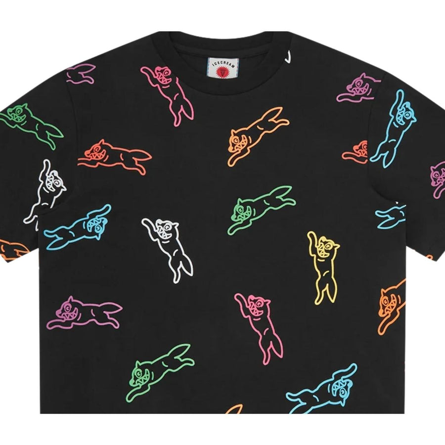 ICECREAM All-Over Running Dog Black T-Shirt