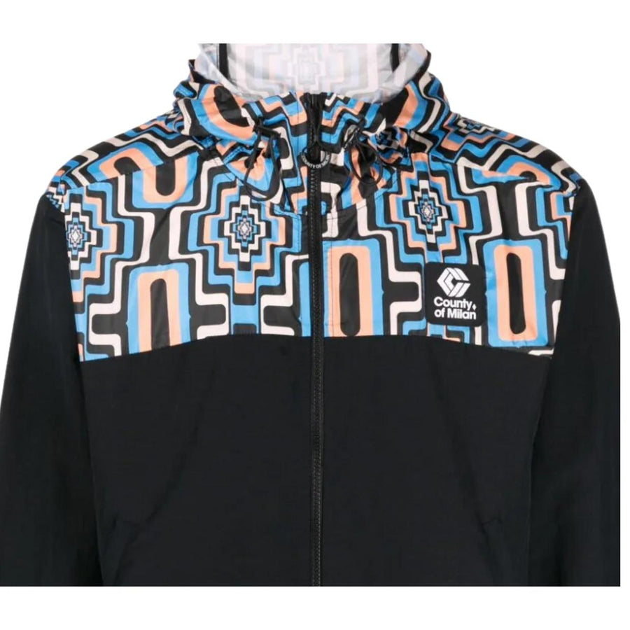 Marcelo Burlon Optical Cross Black Hooded Windbreaker