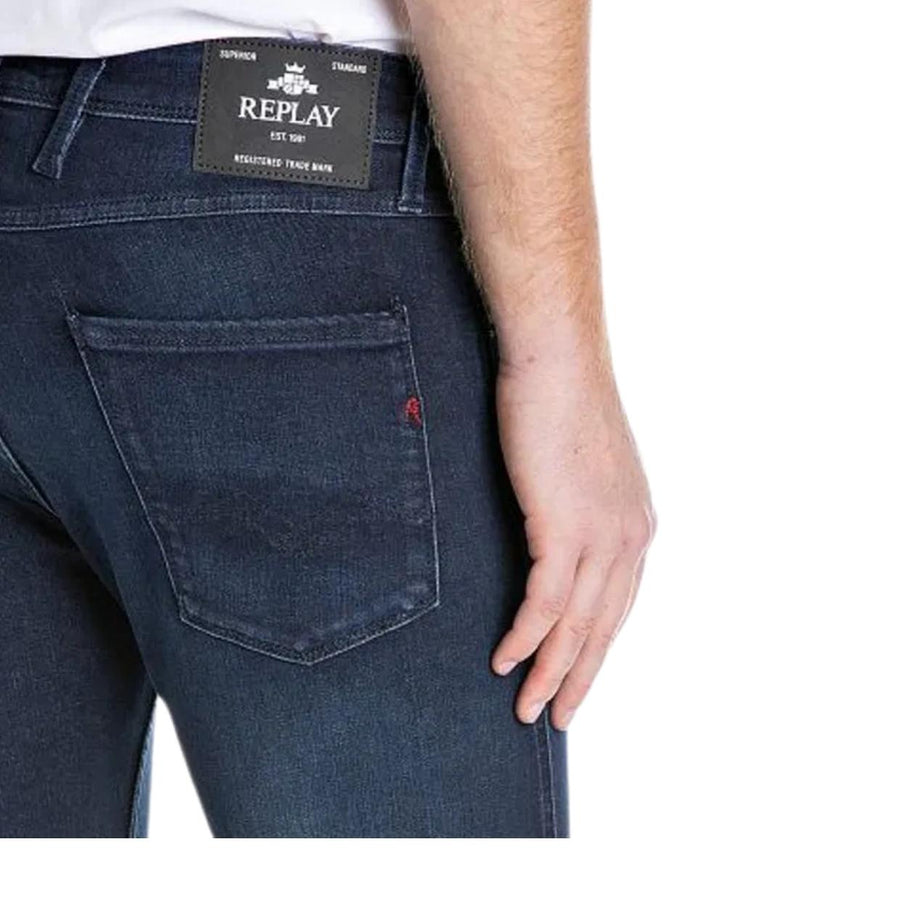 Replay Anbass Power-Stretch Dark Indigo Slim Fit Denim Jeans