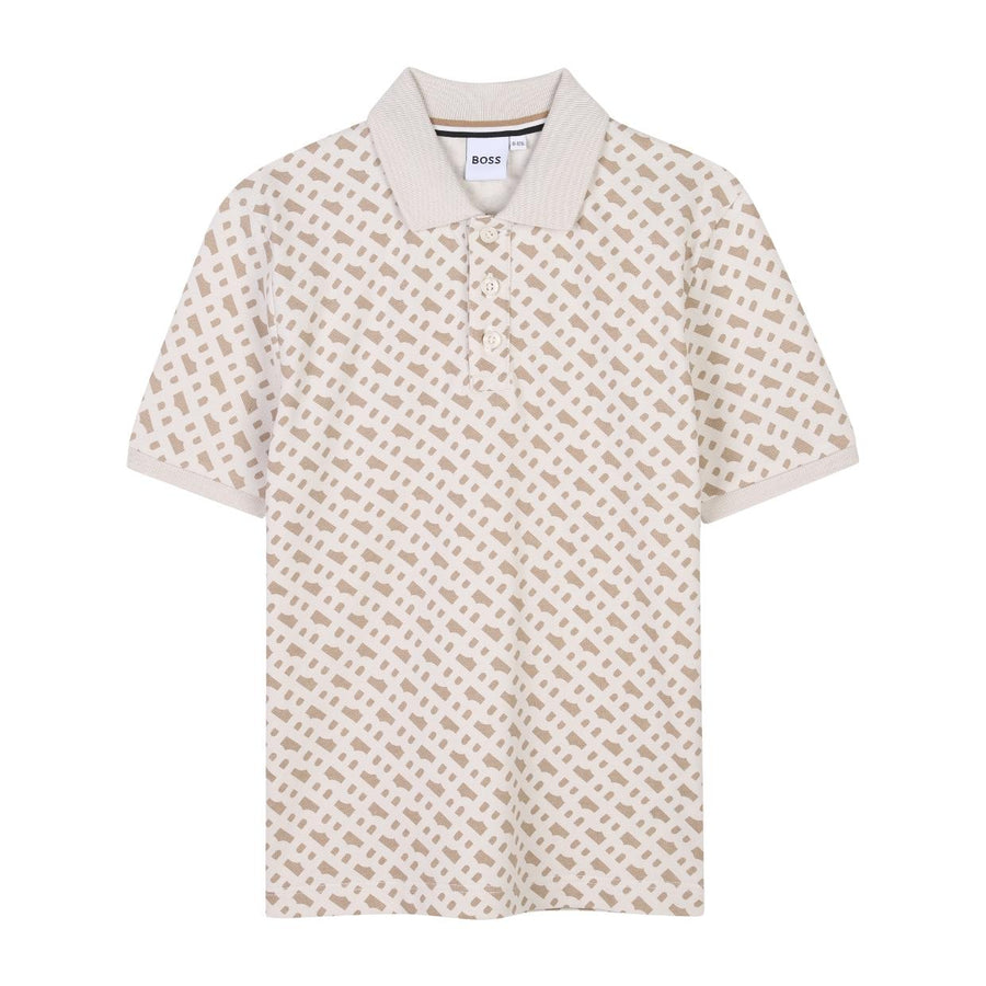 BOSS Kids Double B Monogram Sand Polo Shirt
