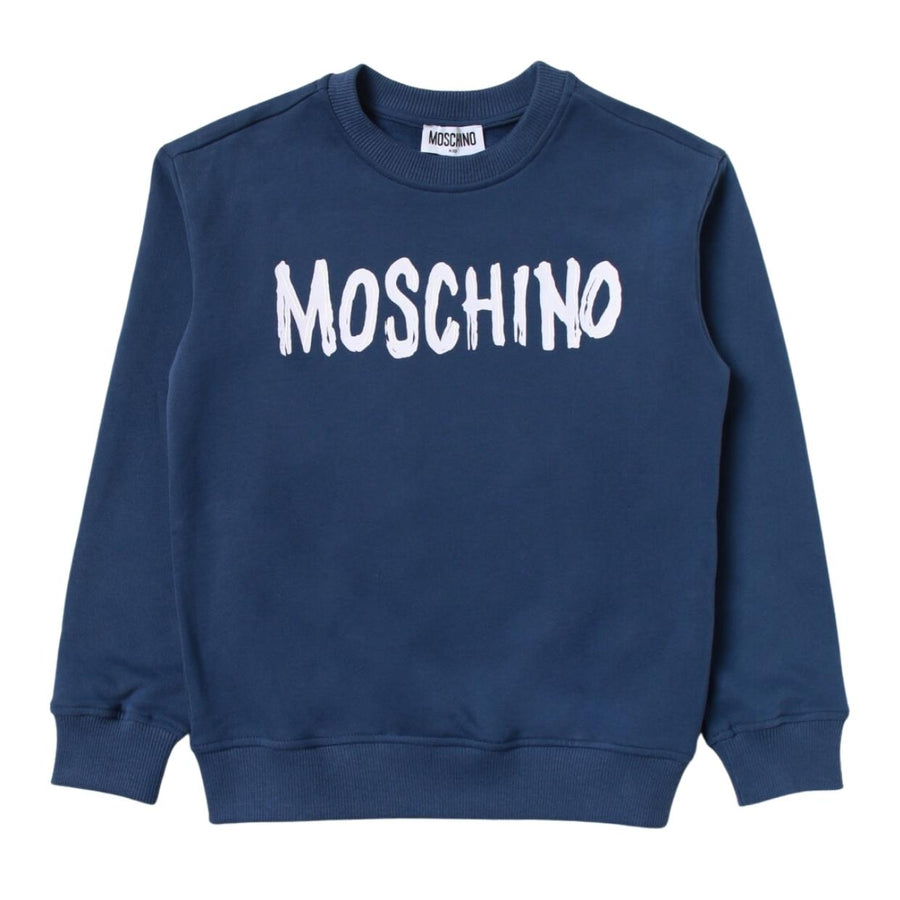 Moschino Kids Painted Effect Logo Navy Sweatshirt