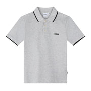 BOSS Kids Printed Logo Grey Polo Shirts
