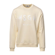 MSGM Brushed Paint Logo Effect Cream Sweatshirt