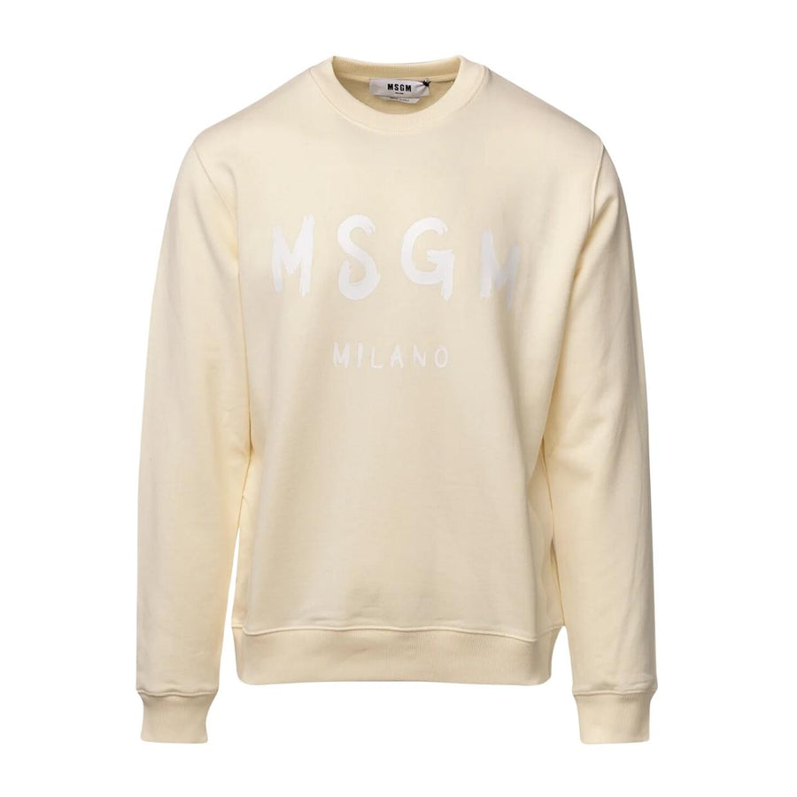 MSGM Brushed Paint Logo Effect Cream Sweatshirt