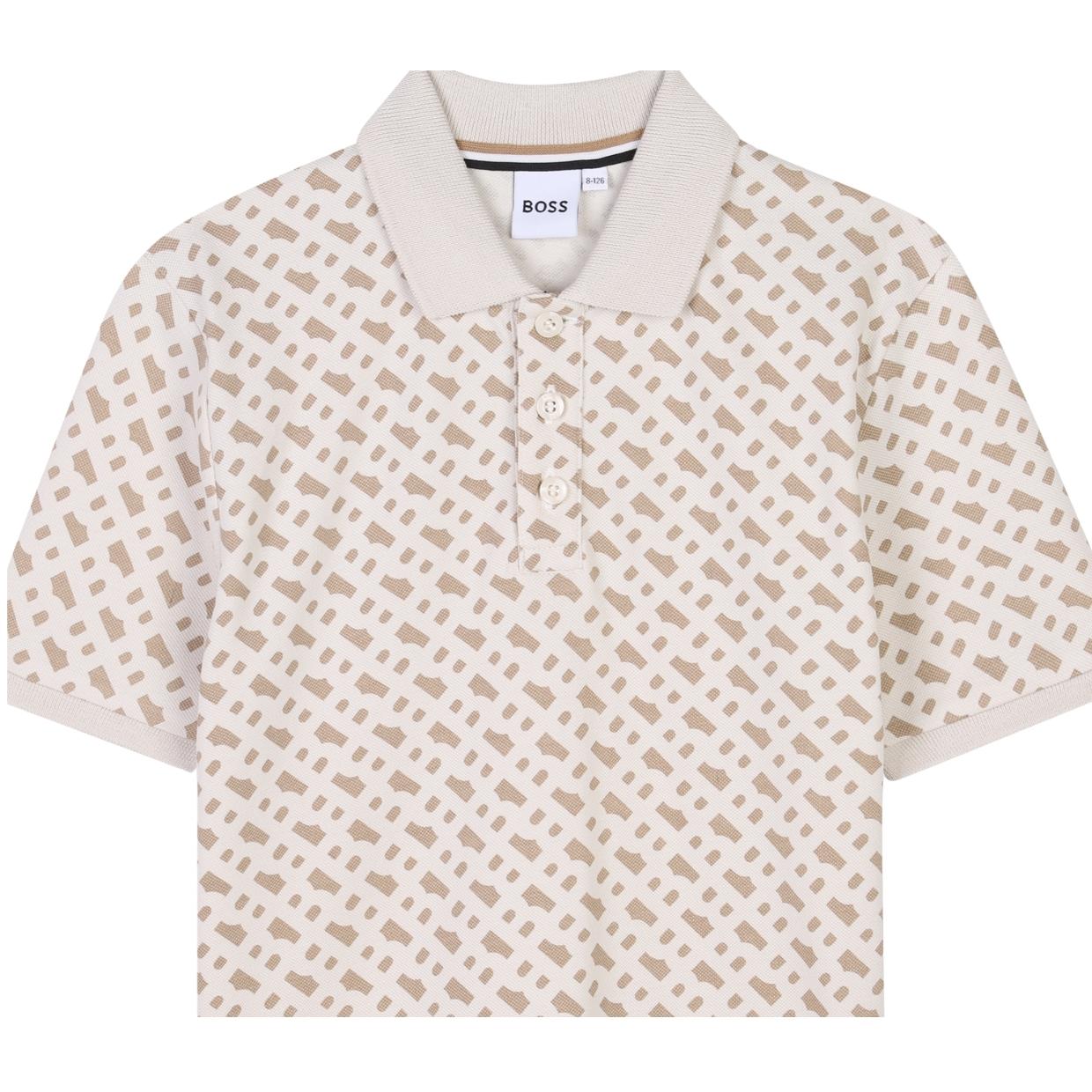 BOSS Kids Double B Monogram Sand Polo Shirt