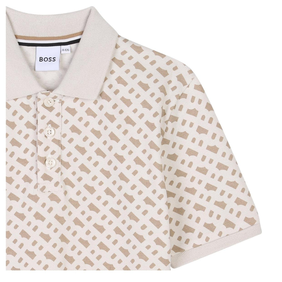 BOSS Kids Double B Monogram Sand Polo Shirt