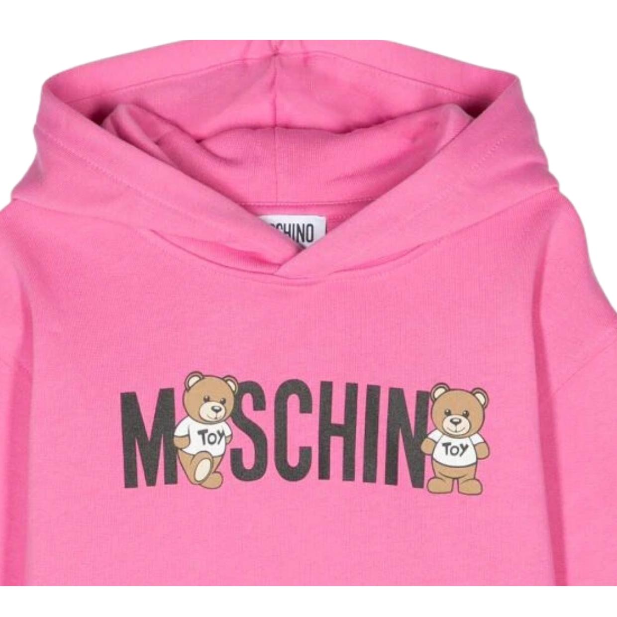Moschino Kids Printed Teddy Bear Pink Hoodie