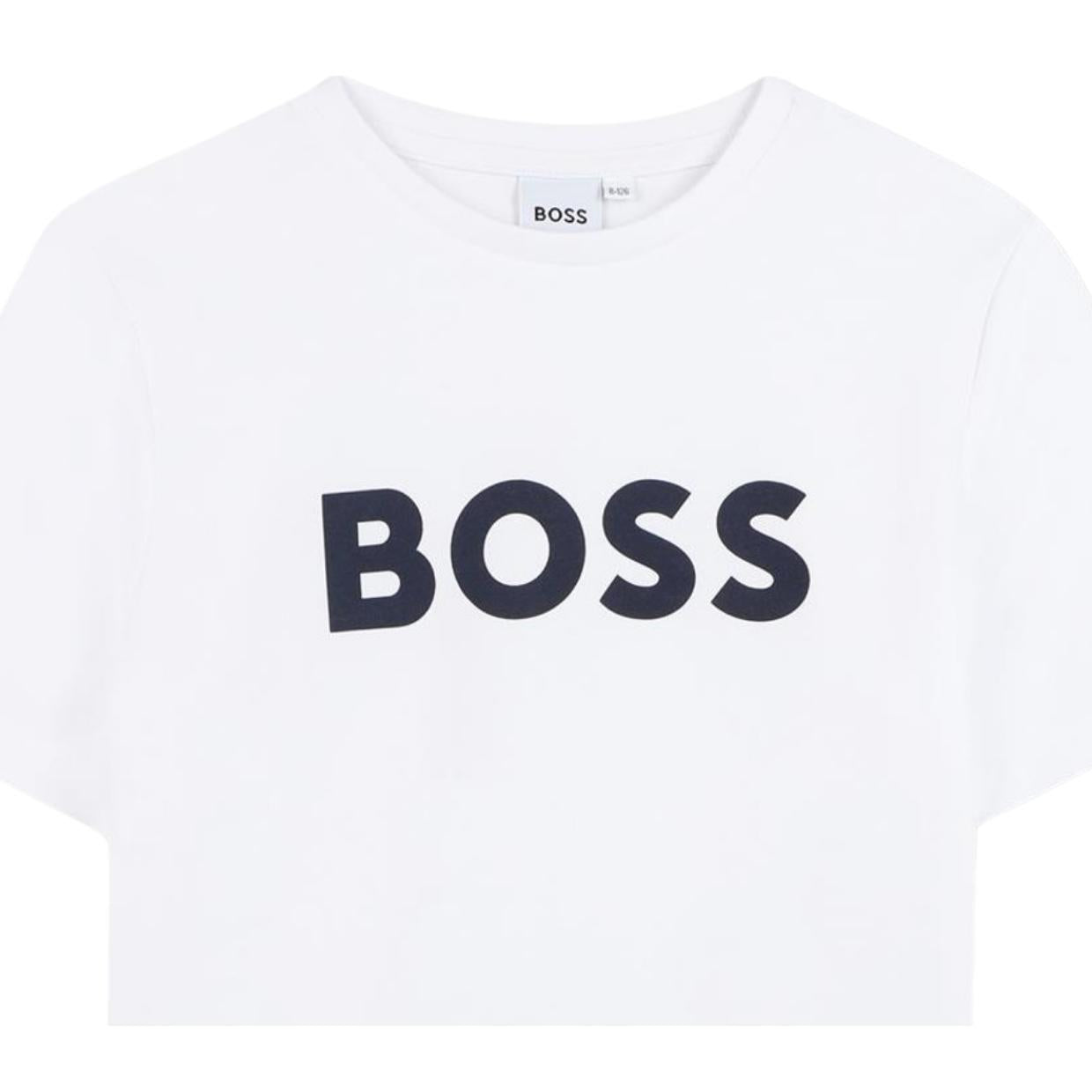 BOSS Kids Contrast Logo White T-Shirt
