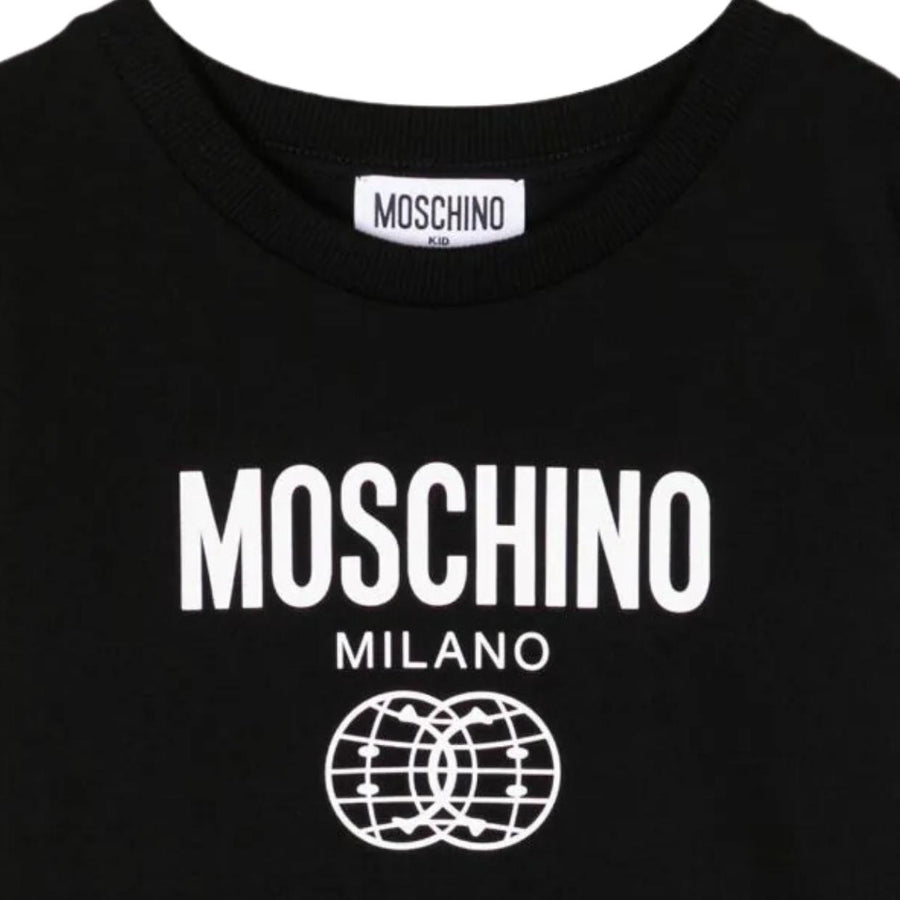 Moschino Kids Double Smiley Logo Black T-Shirt