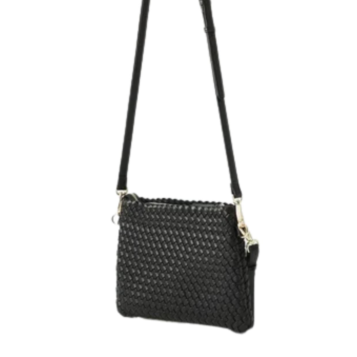 Valentino Bags Shantel Woven Black Clutch Crossbody Bag