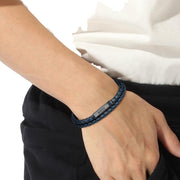 BOSS Ares Braided Navy Leather Bracelet