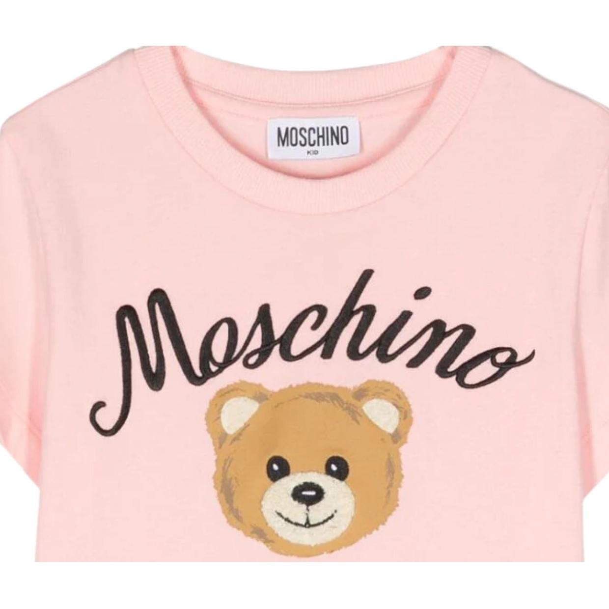 Moschino Kids Embroidered Logo Pink T-Shirt