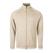 BOSS Embroidered Logo Beige Zip-Up Tracksuit Jacket