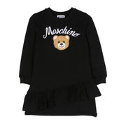Moschino Kids Embroidered Logo Black Sweat Dress