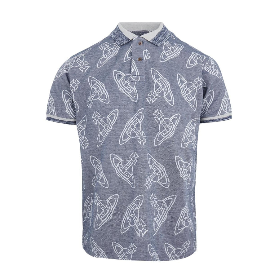 Vivienne Westwood All-Over Orb Pattern Blue Classic Polo Shirt