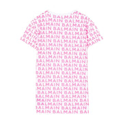Balmain Kids Contrast Logo All-Over White/Pink Dress