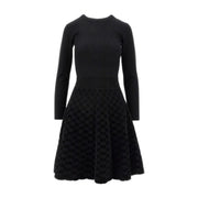 Emporio Armani Black Jacquard Pattern Flared Dress