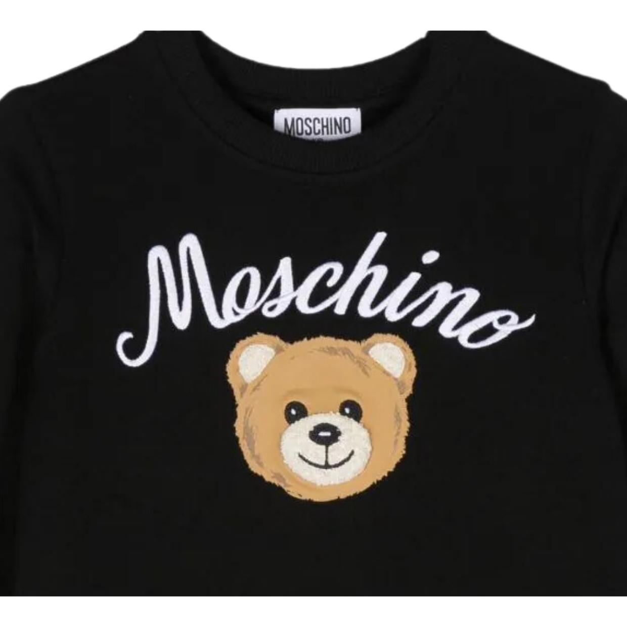 Moschino Kids Embroidered Logo Black Sweat Dress