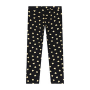 Moschino Kids Heart Print All-Over Black & Gold Leggings
