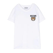 Moschino Kids Printed Teddy Bear Logo Patch White T-Shirt