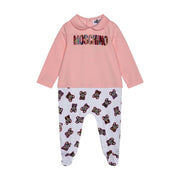 Moschino Baby All-Over Teddy Bear Print Pink/White Babygrow