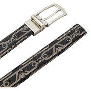 Emporio Armani All-Over Eagle Chain Logo Buckle Black Belt
