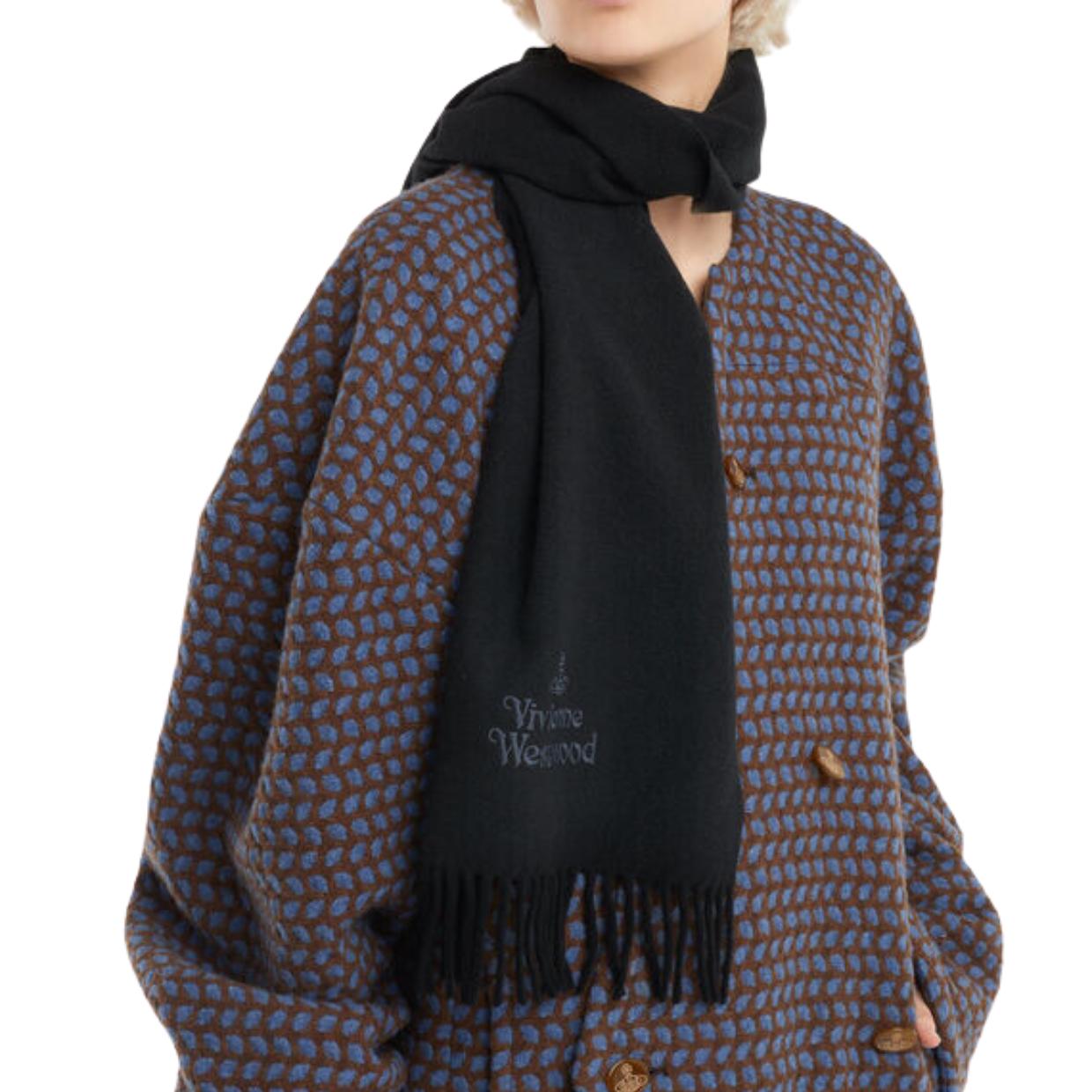 Vivienne Westwood Embroidered Logo Black Scarf