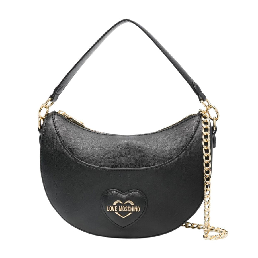 Love Moschino Heart Logo Plaque Black Shoulder Bag