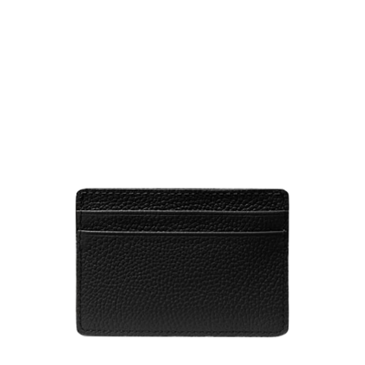 Michael Kors Black Pebbled Leather Slim Card Holder Retro